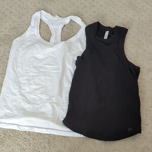 Fabletics Women's White and Black Tank Tops